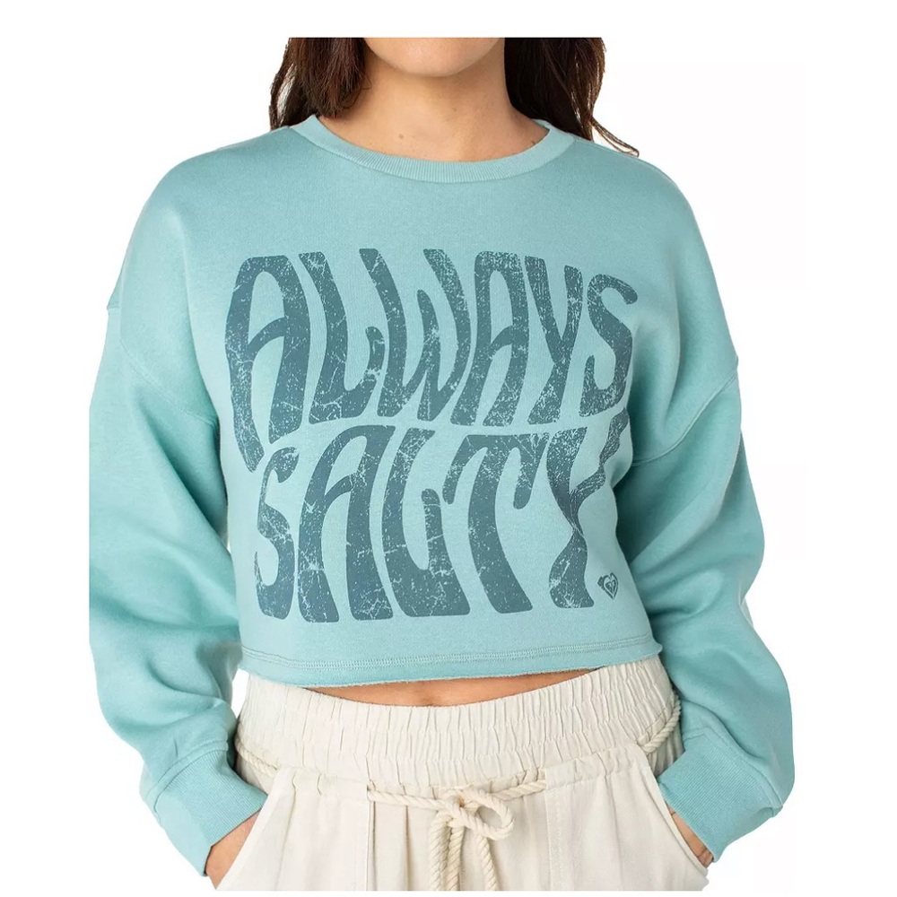 Roxy Always Salty Teal Crop Sweatshirt